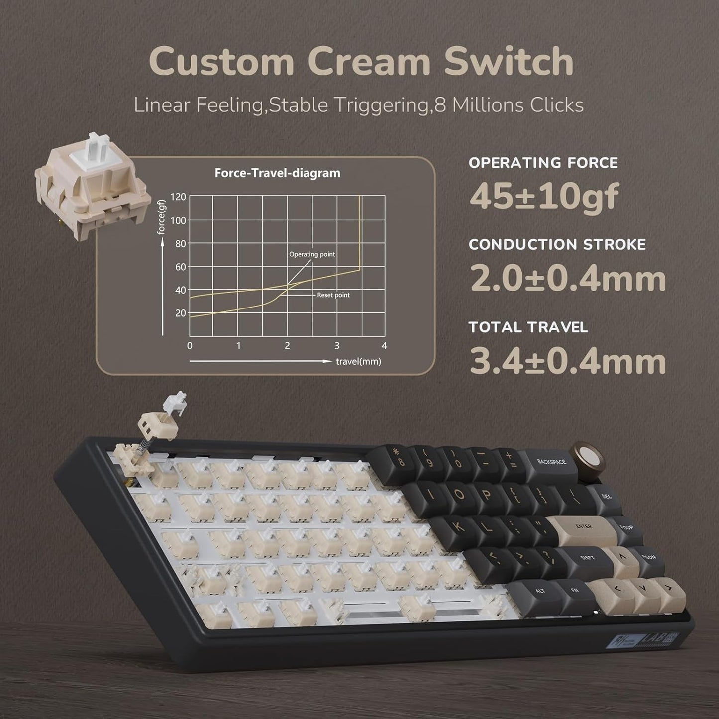 RK ROYAL KLUDGE R65 Wired Mechanical Gaming Keyboard with Volume Knob - gametricks