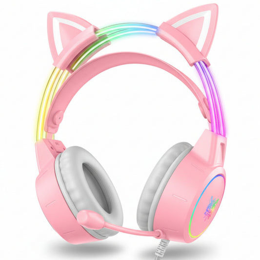 ONIKUMA X15 PRO Cat Ear Headphones, Double-Head Beam with Noise Cancelling Microphone RGB Gaming Headset