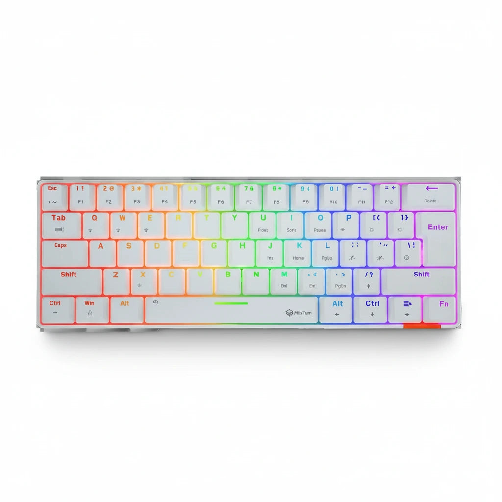Colorful keyboard with RGB backlighting on a white background