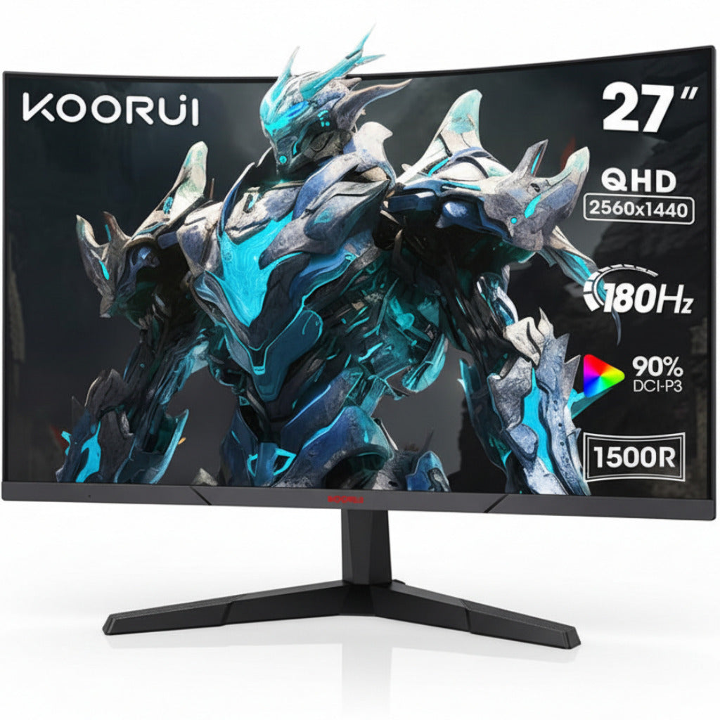 KOORUI 27E6QCA 27 inch 2k QHD (2560 x 1440) 180Hz HDR10 1500R Curved Gaming Monitor
