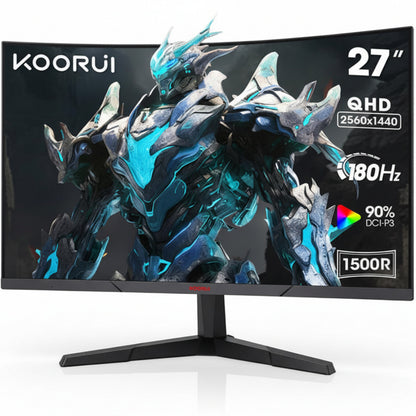 KOORUI 27E6QCA 27 inch 2k QHD (2560 x 1440) 180Hz HDR10 1500R Curved Gaming Monitor