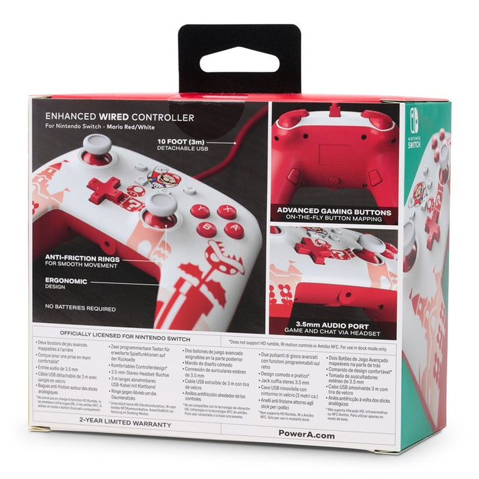 PowerA Enhanced Wired Controller for Nintendo Switch - Mario Red/White POWERA