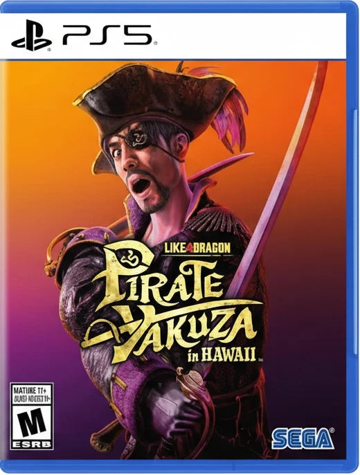 Game cover for 'Pirate Yakuza in Hawaii' on PS5 with a character holding a sword.
