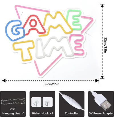 LED Light Neon Sign For Wall Decor 39×32 cm - Game Time