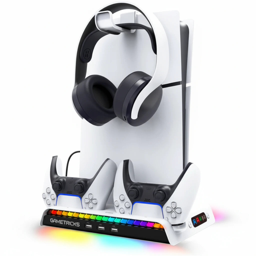Ipega RGB Vertical Stand with Cooling Fan and Controller Charger For PS5 Slim & PS5 Pro - PG-P5S006 IPEGA