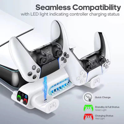 Horizontal Cooling Stand and Charging Station for PS5 Pro, & PS5 Slim Disc/Digital Edition IPEGA