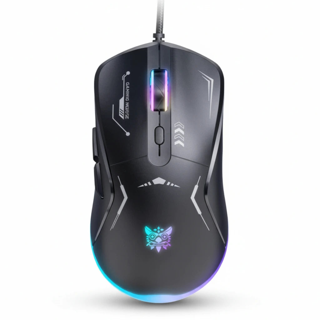 Gaming mouse with RGB lighting on a white background