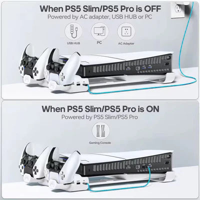 Horizontal Cooling Stand and Charging Station for PS5 Pro, & PS5 Slim Disc/Digital Edition IPEGA