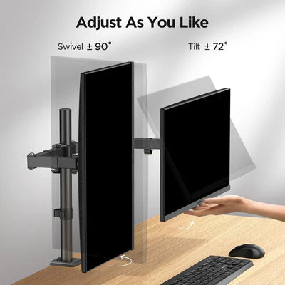 KOORUI KR20G Dual Monitor Stand for 13-27 Inch Monitors, Ergonomic Height Adjustable Monitor Arm with Rotate 360°/ Adjustable Tilt ±72°/ Swivel 360°, VESA 75/100mm
