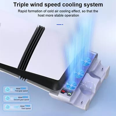 Horizontal Cooling Stand and Charging Station for PS5 Pro, & PS5 Slim Disc/Digital Edition IPEGA