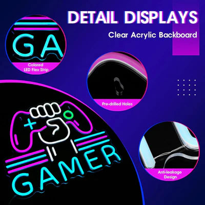 LED Light Neon Sign For Wall Decor 39×32 cm - Gamer