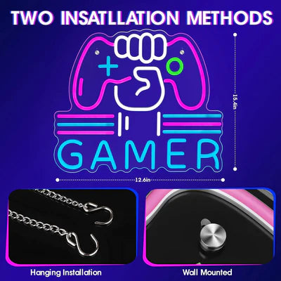 LED Light Neon Sign For Wall Decor 39×32 cm - Gamer