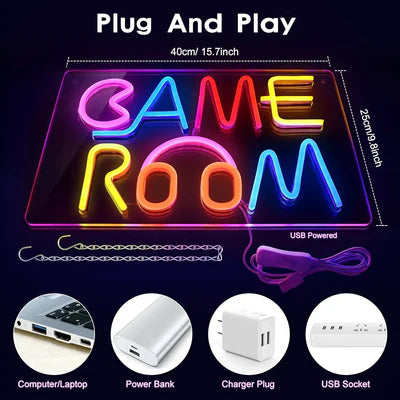 LED Light Neon Sign For Wall Decor 27×18 cm - Game Room