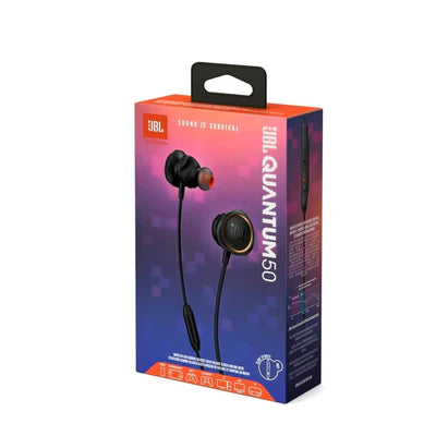 JBL Quantum 50 In-Ear Wired Gaming Headset with QuantumSOUND Technology, Black JBL