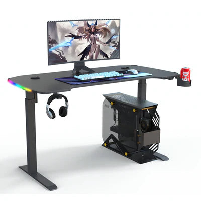 YY Ergonomic Manual Height Adjustable RGB Gaming Sit-Stand Desk