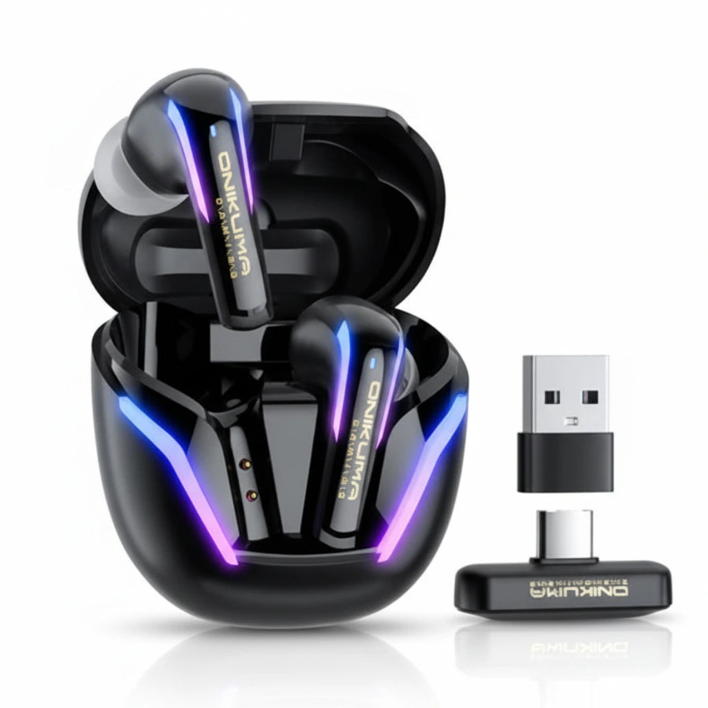 ONIKUMA T27 Dual Wireless Gaming Earbuds 2.4G/Bluetooth with ENC Microphone For Mobiles, Ipads, PC, Meta Quest, PS4, PS5 & Nintendo Switch ONIKUMA