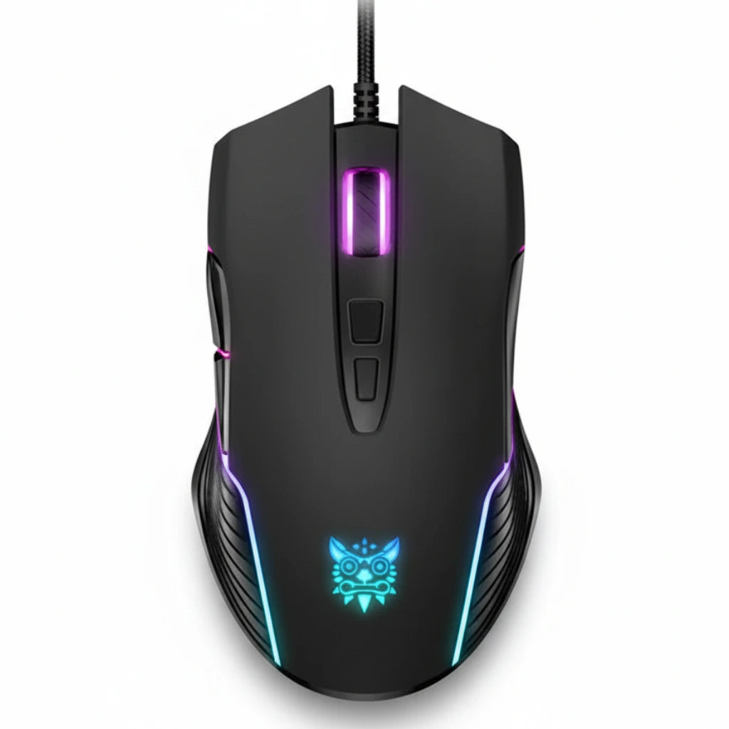 Gaming mouse with RGB lighting on a white background