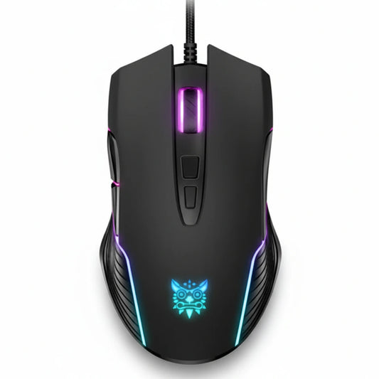 Gaming mouse with RGB lighting on a white background
