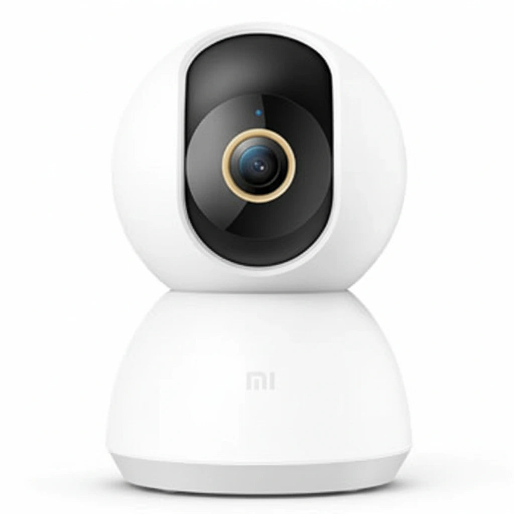 White and black camera with Xiaomi logo on a white background