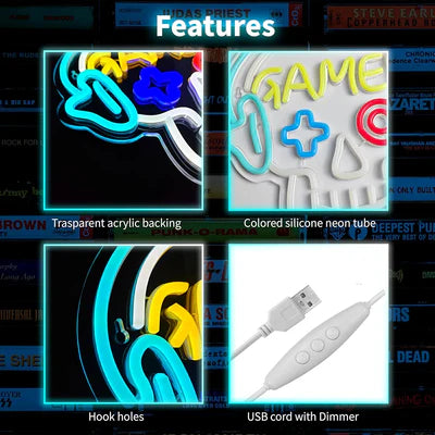 LED Light Neon Sign For Wall Decor 33×31 cm - Gamer/Skull