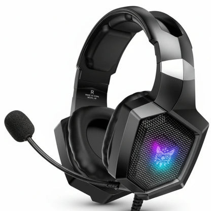 Gaming headset with RGB lighting on a white background