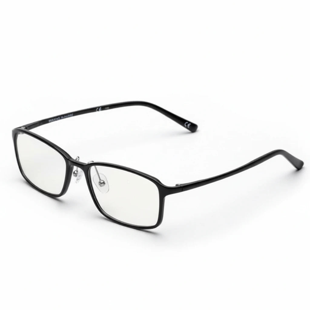 Black eyeglasses on a white background