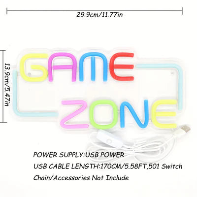 LED Light Neon Sign For Wall Decor 30×14 cm - Game Zone