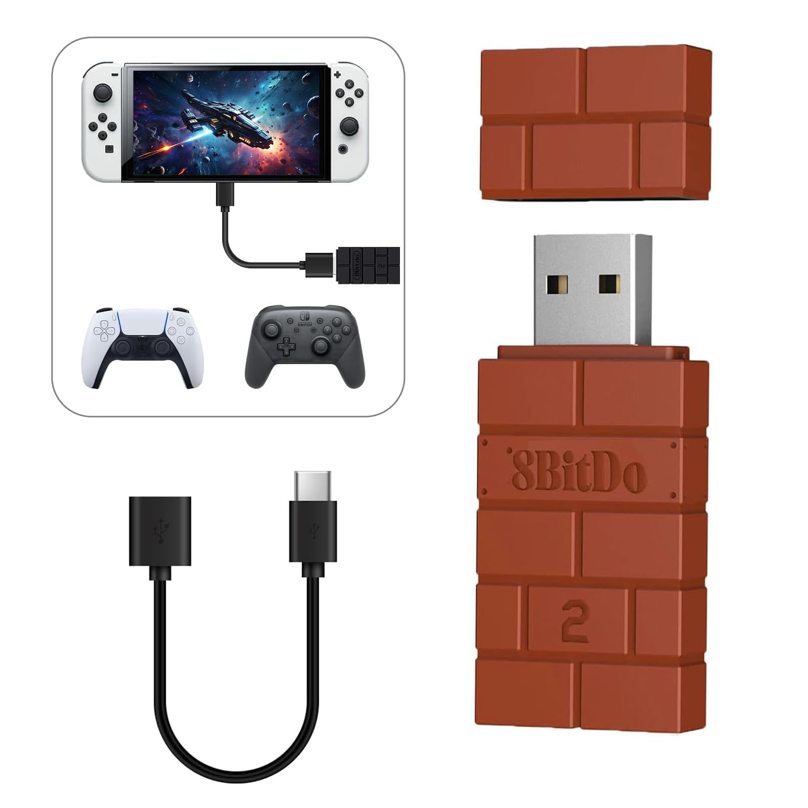 8Bitdo Wireless USB Adapter for Nintendo Switch, Windows PC & MacOS 8Bitdo