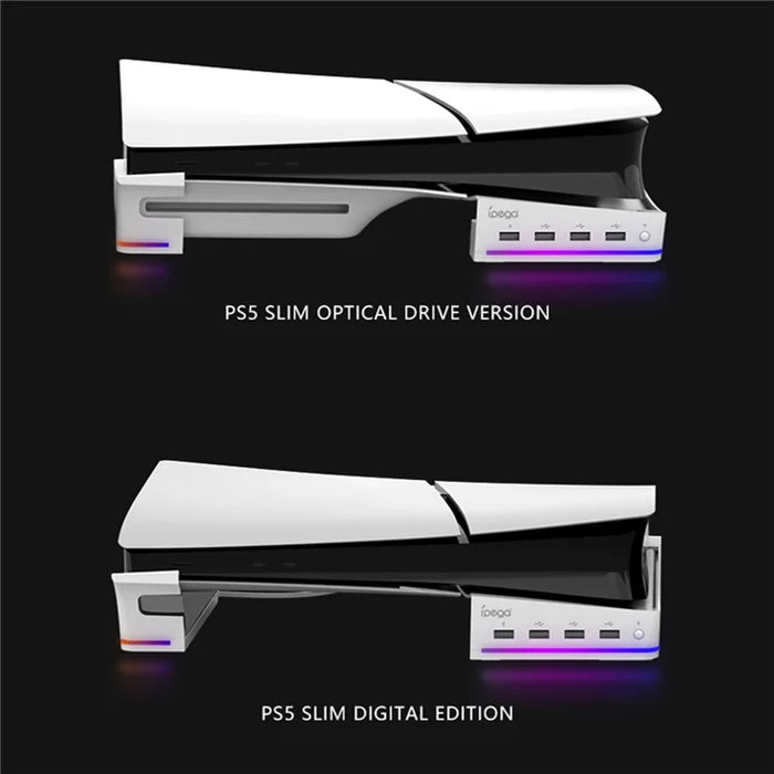 IPEGA RGB Horizontal Stand with 4 USB Ports for PS5 Slim & PS5 Pro - PG-P5S021 IPEGA