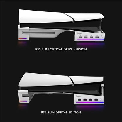 IPEGA RGB Horizontal Stand with 4 USB Ports for PS5 Slim & PS5 Pro - PG-P5S021 IPEGA