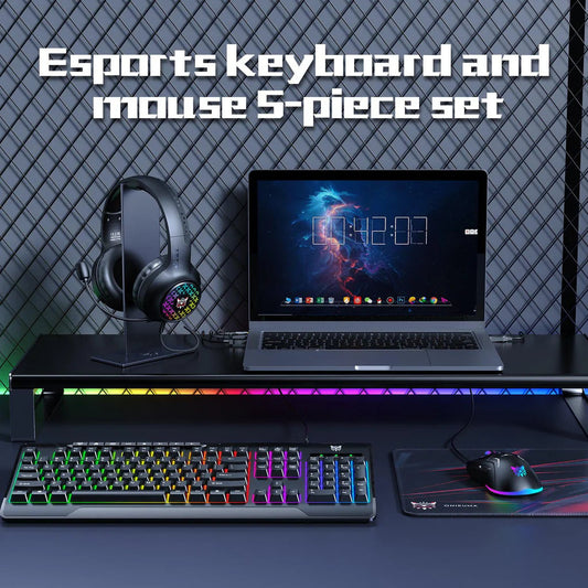 ONIKUMA TZ5006 Professional 5 in 1 Combo Gaming Set - Mouse/Keyboard/Headset/Headset stand/ Mousepad Kit