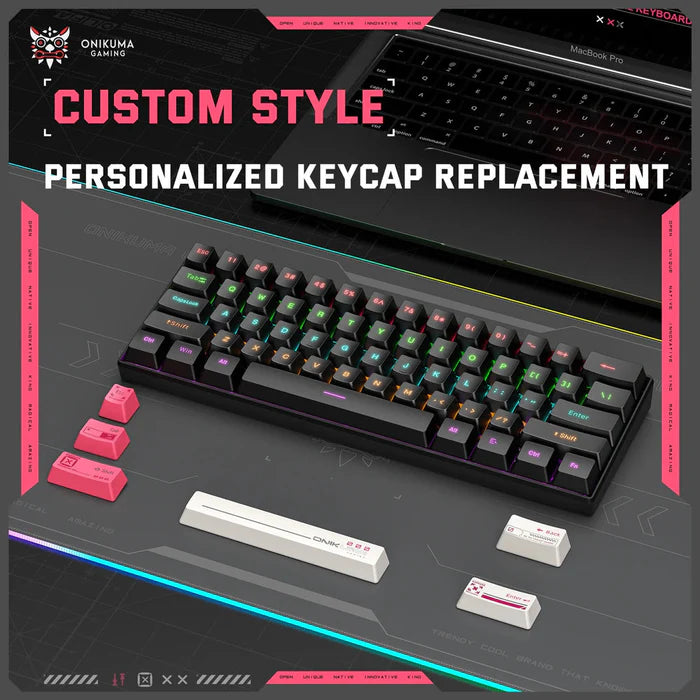 Onikuma G55 60% RGB Wired Mechanical Gaming Keyboard Black (Tea Axis Switch)