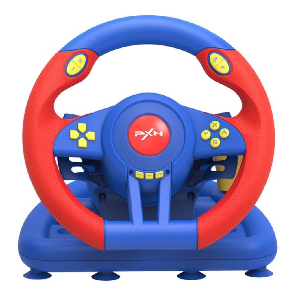 PXN V3 Pro 180 Degree Steering Wheel with Pedals, Vibration Feedback fot for PC, PS3, PS4, Xbox One & Series XS, Nintedno Switch - Red/Blue PXN