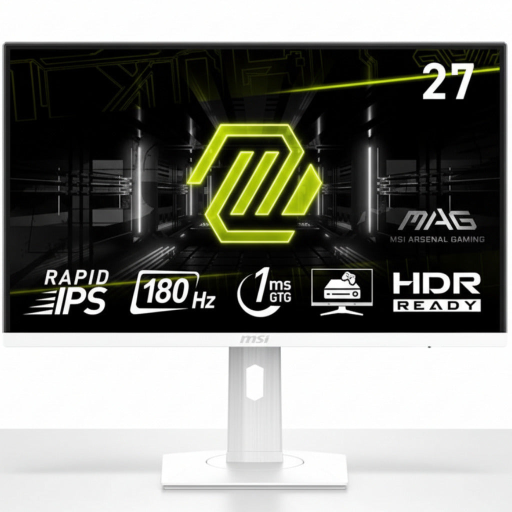MSI MAG 274PFW 27 Inch FHD Gaming Monitor - 1920 x 1080 Rapid IPS Panel, 180 Hz - 1ms (GtG), 117percentage sRGB Colour Gamut, Frameless Design, HDR Ready - White