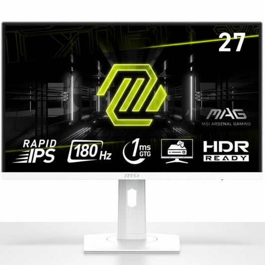 MSI MAG 274PFW 27 Inch FHD Gaming Monitor - 1920 x 1080 Rapid IPS Panel, 180 Hz - 1ms (GtG), 117percentage sRGB Colour Gamut, Frameless Design, HDR Ready - White