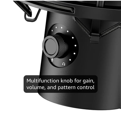 HyperX QuadCast 2 – USB Microphone for Gaming, Streaming and Podcasting, with On-Board Controls, LED Lighting, Removable Shock Mount, PC, Mac, PS5, PS4, USB-C - Black