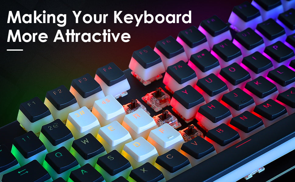 RK ROYAL KLUDGE 112 Double Shot PBT Pudding Keycaps, with Translucent Layer for Mechanical Keyboards - Black