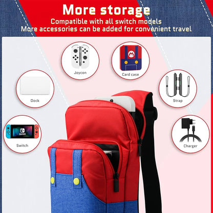 Shoulder Pouch Bag for Nintendo Switch - Mario Red/Blue IPLAY