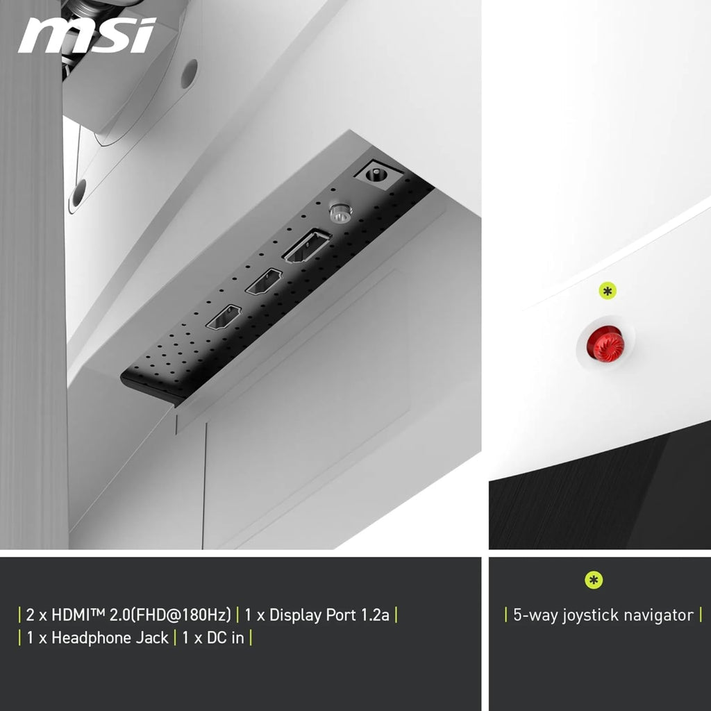 MSI MAG 274PFW 27 Inch FHD Gaming Monitor - 1920 x 1080 Rapid IPS Panel, 180 Hz - 1ms (GtG), 117percentage sRGB Colour Gamut, Frameless Design, HDR Ready - White