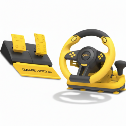 PXN V3 Pro 180 Degree Steering Wheel with Pedals, Vibration Feedback fot for PC, PS3, PS4, Xbox One & Series XS, Nintedno Switch - Yellow PXN