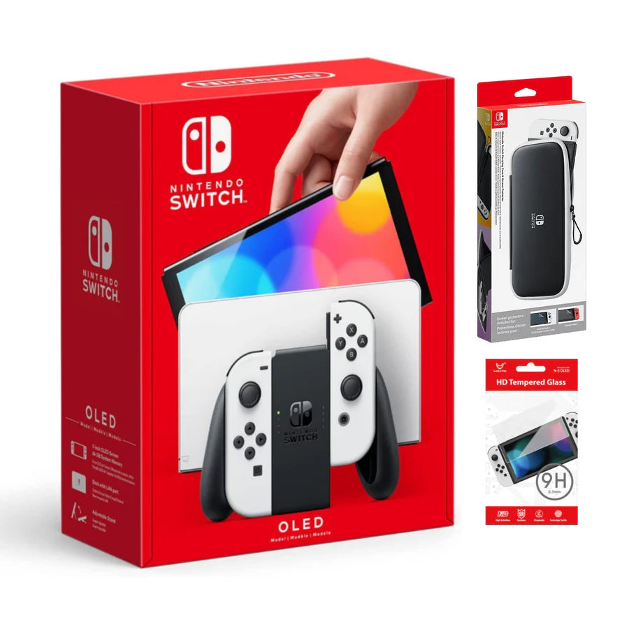 Nintendo Switch OLED Model Console - White Joy-Con with Free Case & Screen Protector NINTENDO