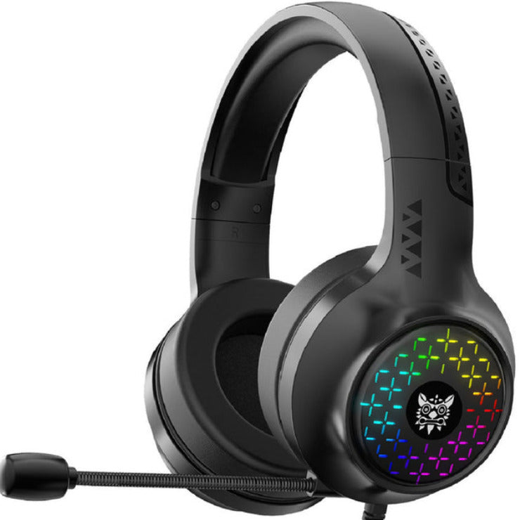 Gaming headset with RGB lighting on a white background