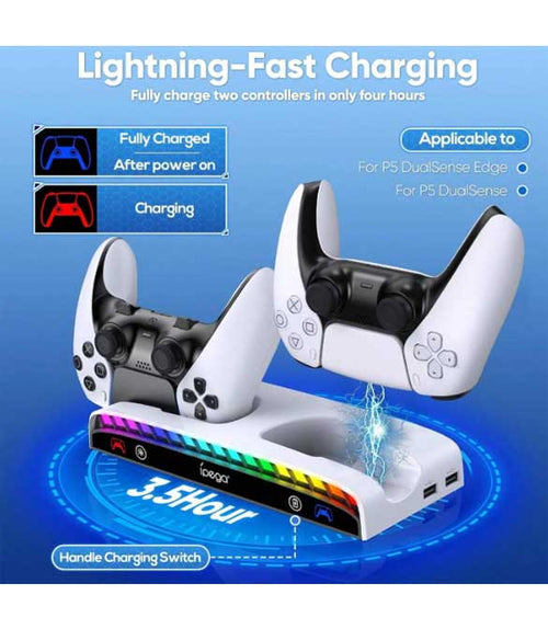 IPEGA Wall Mount Charging Dock with RGB Light For PP5 & PS5 Slim - PG-P5S011 IPEGA