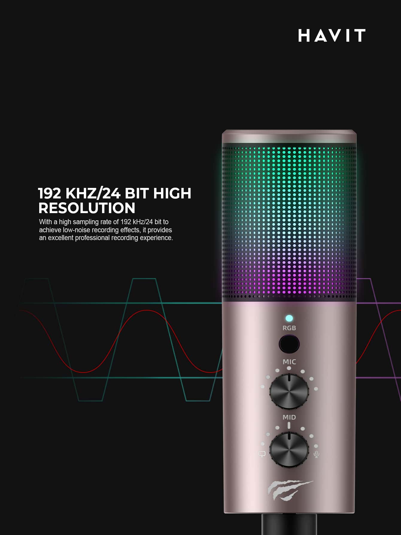 Havit GK61 RGB Gaming Professional Condenser Microphone
