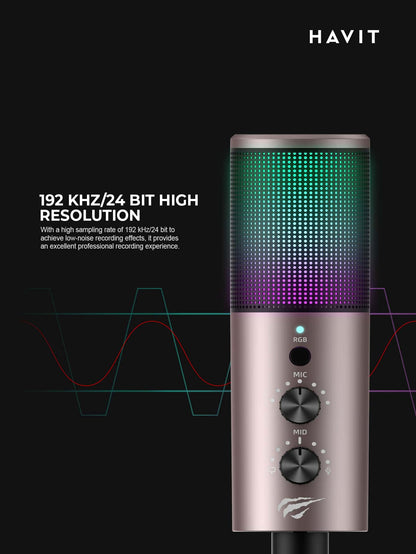 Havit GK61 RGB Gaming Professional Condenser Microphone