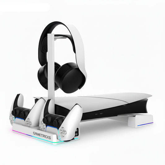 IPEGA RGB Horizontal Cooling Stand with Charging Station & Headset Holder For PS5 Slim & Pro IPEGA