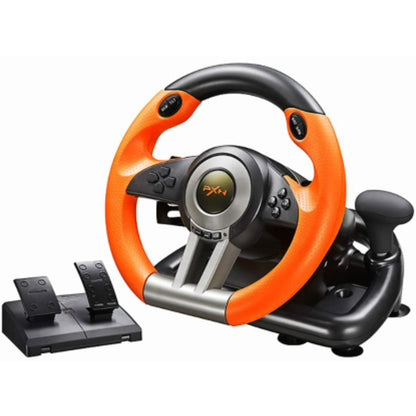 PXN V3 Pro 180 Degree Steering Wheel with Pedals, Vibration Feedback fot for PC, PS3, PS4, Xbox One & Series XS, Nintedno Switch - Orange PXN