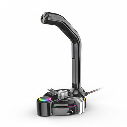 Gaming microphone with RGB lighting on a white background