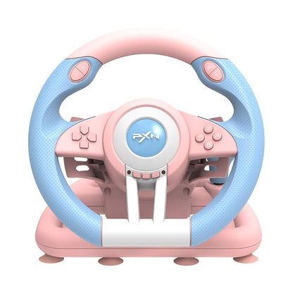 PXN V3 Pro 180 Degree Steering Wheel with Pedals, Vibration Feedback fot for PC, PS3, PS4, Xbox One & Series XS, Nintedno Switch - Blue/Pink PXN