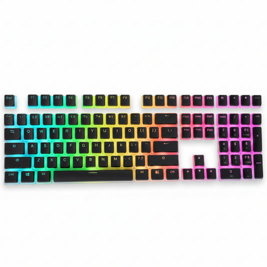 Mechanical keyboard with RGB lighting on a white background